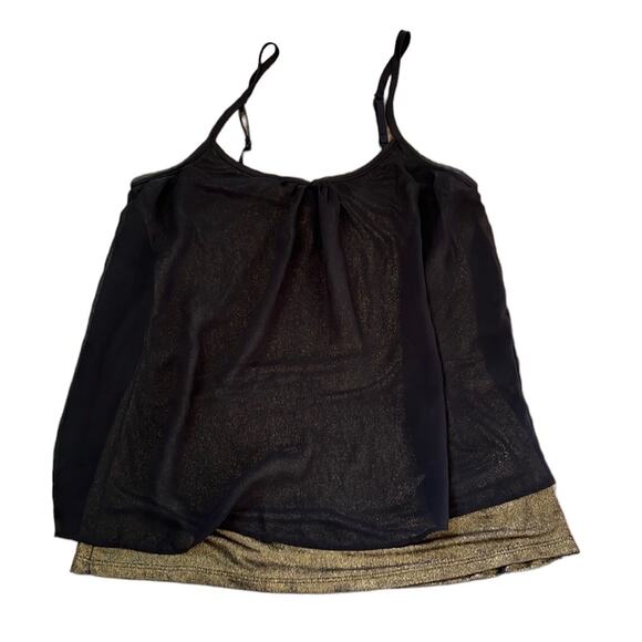 Express Black & Bronze Shimmer Double Layered Sheer Tank - Picture 1 of 8
